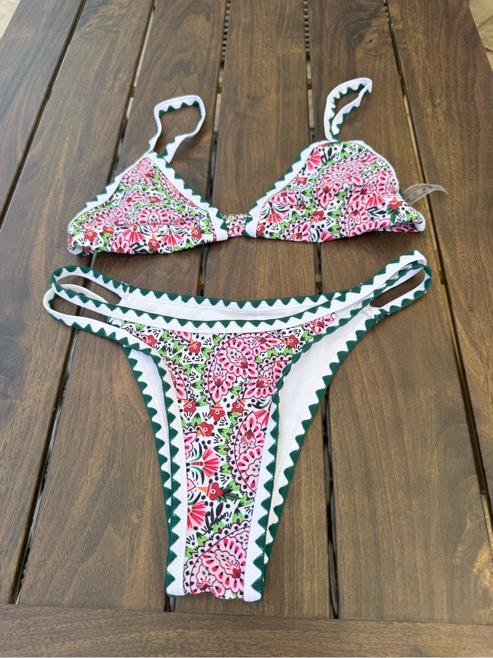 Amazon Pink and Green Floral Bikini Set